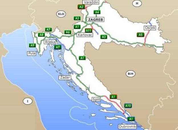 autostrady w chorwacji mapa