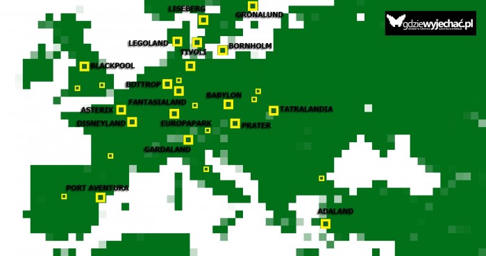 parki rozrywki europa mapa