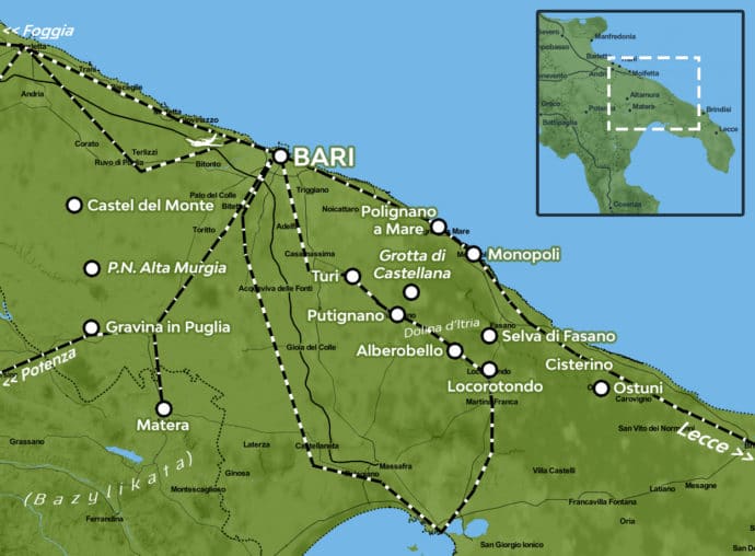 Mapa Apuli Apulia. Zabytki, atrakcje, mapa. 12 miejsc, które warto zobaczyć